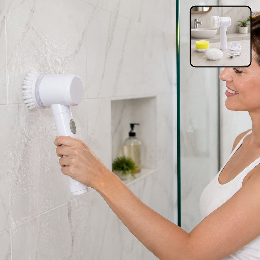 5 In 1 Electric Cleaning Brush Rechargeable Spin Scrubber For Bathroom (1 Set)