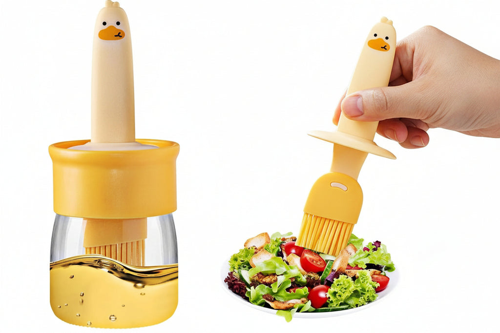 2 In 1 Oil Dispenser Bottle With Silicone Basting Brush (1 Set)