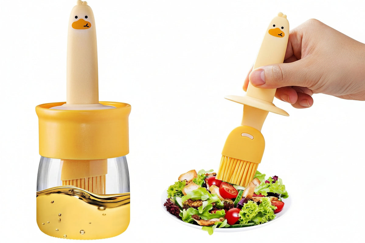 2 In 1 Oil Dispenser Bottle With Silicone Basting Brush (1 Set)