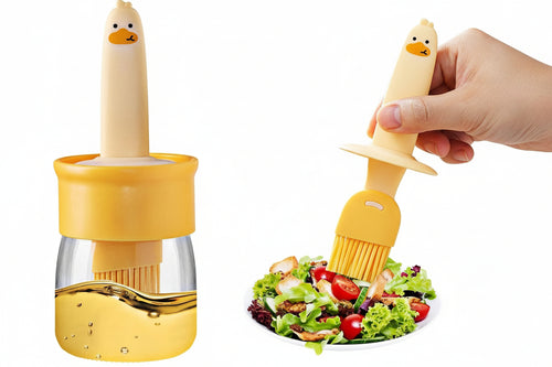 2 In 1 Oil Dispenser Bottle With Silicone Basting Brush (1 Set)